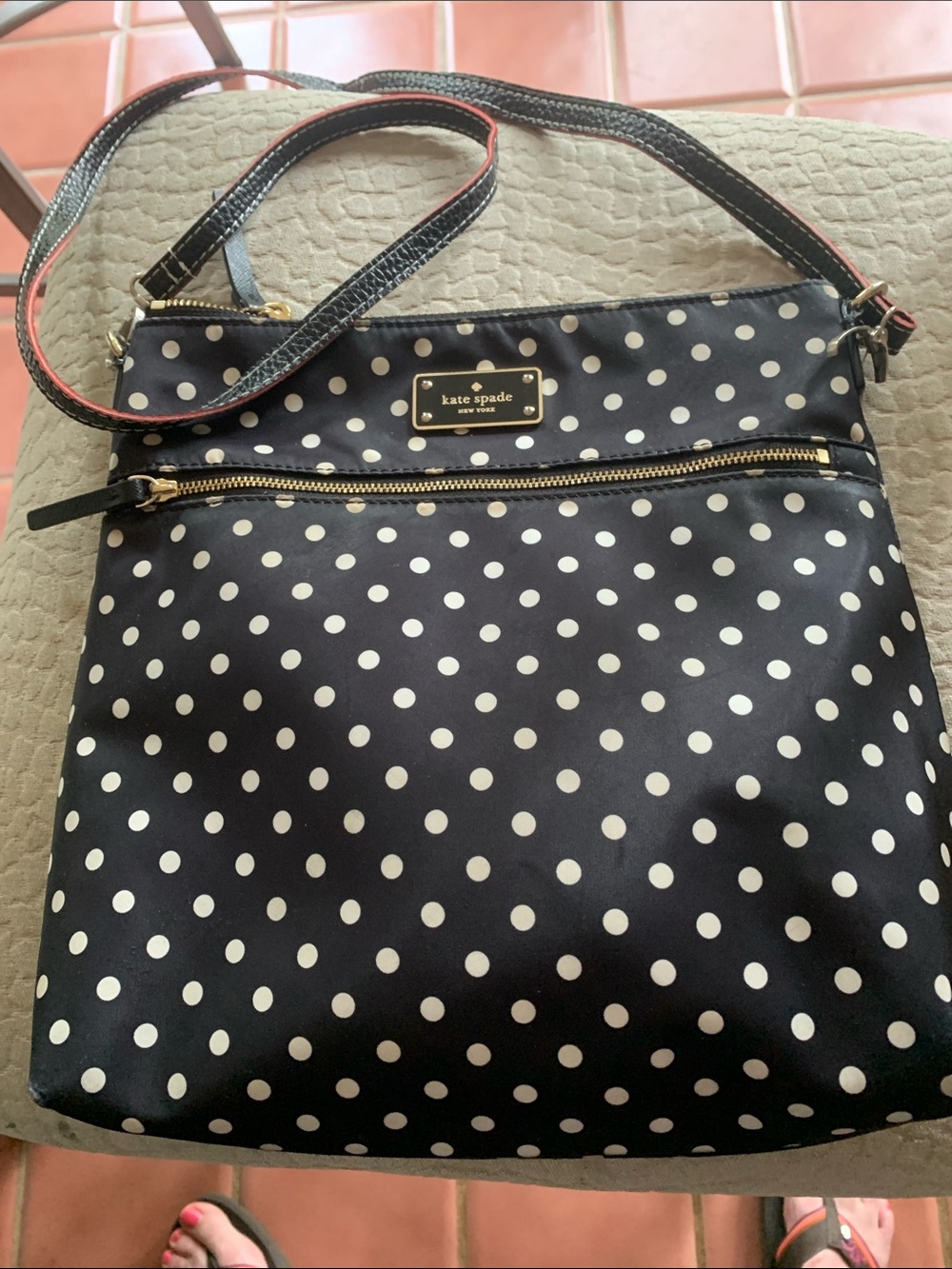 kate spade Black and White Polka Dot Crossbody Bag